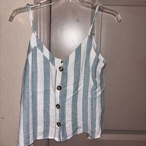 Abercrombie & Fitch Blue and White Striped Tank Top